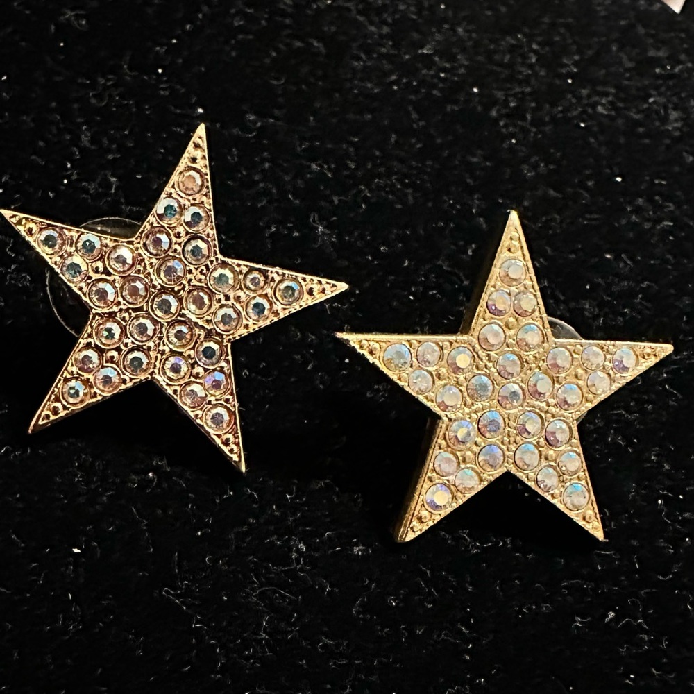 Kirk’s Folly Large Star Stud‎ Earrings AB Rhinestones